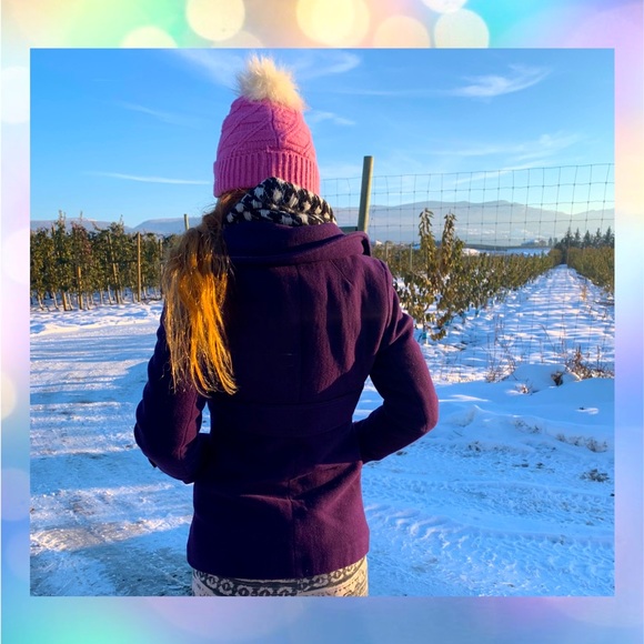 Soia & Kyo Purple Wool Fitted Pea Coat Size Small - Picture 10 of 15